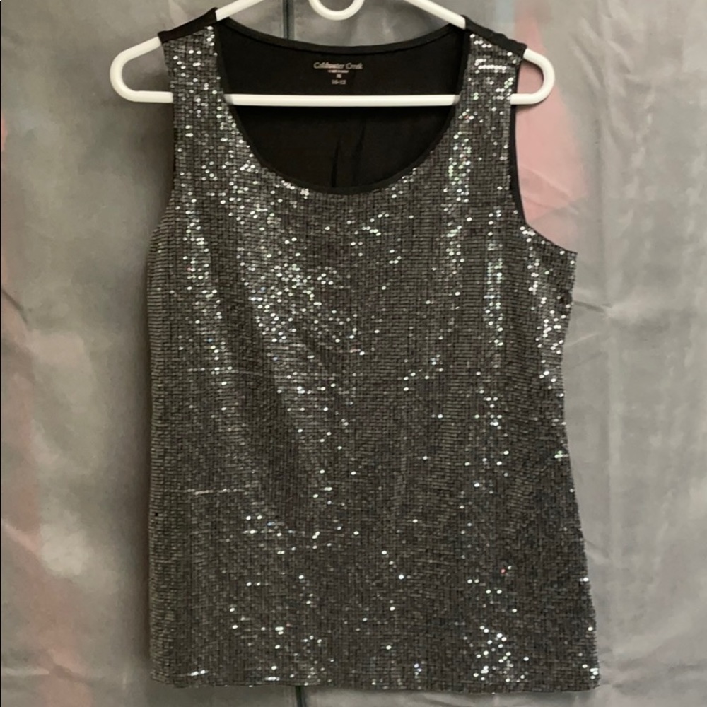 Silver sequin tank
